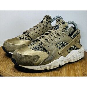 Nike Air Huarache Leopard Cheetah Animal Safari Print Khaki Black White 8.5